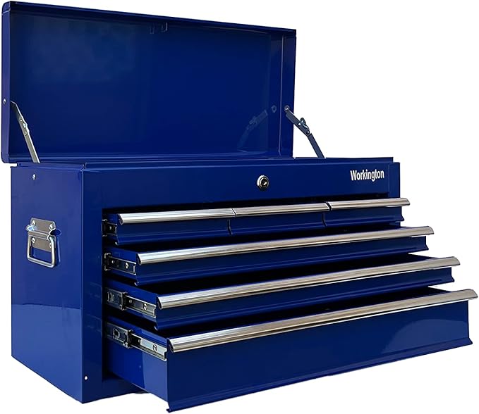 Workington Portable Metal Tool Chest with 6 Drawers, 24" 6-Drawer Tool Chest Cabinet with Ball Bearing Drawer Slides, Steel Tool Storage Box Organizer 4005 Blue
