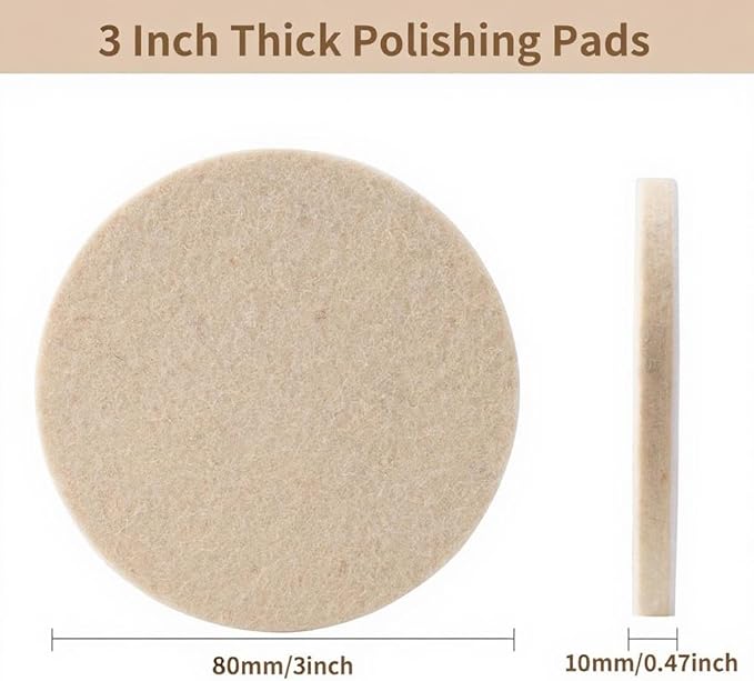 8 PCS 3 Inch Wool Felt Polishing Pad, Buffing Pads Wool Polishing Disc for Orbital Sander (3 Inch Small Size)