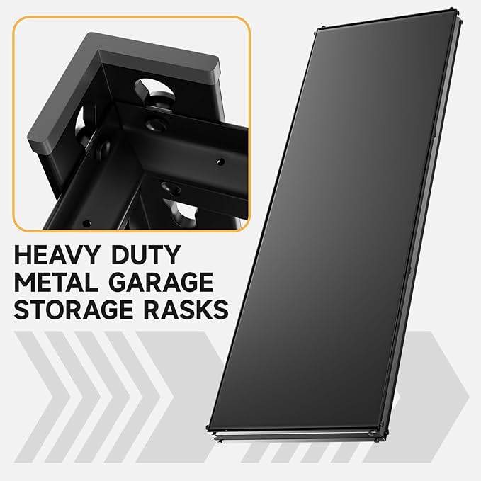 5-Tier 60”W X 20”D X 72”H Garage Shelving Heavy Duty 3000LBS Shop Shelves Heavy Duty Adjustable Unit Rack Metal Rack (Black)