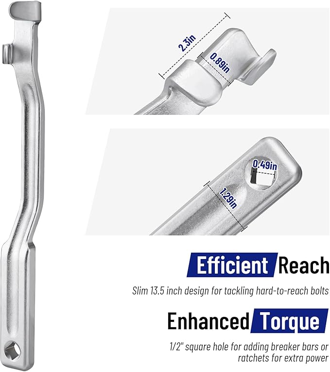 Wrench Extender Tool and Wrench Extender Tool Bar with 1/2 Inch Hole, Offset Extension Wrench Set with 1/2", 1/4" and 3/8" Square Drive Adapters