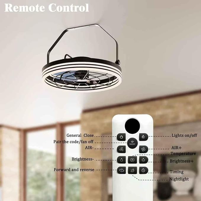 20 Inch Reversible Wall Mount Fan with Light, Plug in 3CCT Dimmable Fan Light with Remote and APP Control, Indoor/Outdoor Wall Mounted Fans with 6-Speed for Garage, Patio, Living Room（LED Frame）
