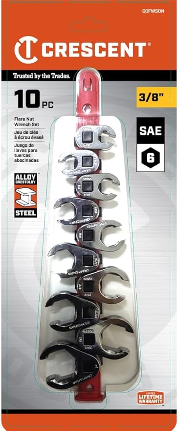 Crescent 10 Piece 3/8" Drive Flare Nut SAE Wrench Set - CCFWS0N
