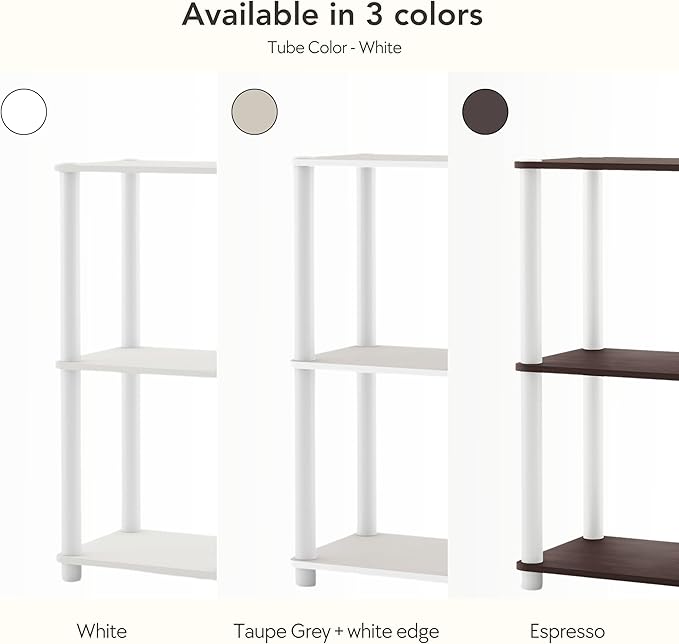 Homes: Inside + Out Apexa Modern 5-Tier Narrow Shelving Units, Collectibles Display Shelves, Easy Assembly Standing Shelf, Home Storage Organizer for Living Room, Bedroom, Office, White