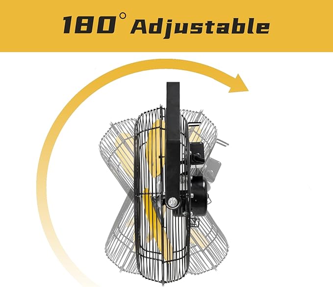HiCFM 2500 CFM 12 Inch Industrial Wall Mount Fan, 3-Speeds High Velocity Wall fan with IP44 Enclosure Motor for Barn, Garage, Warehouse, Greenhouse and Commercial Use