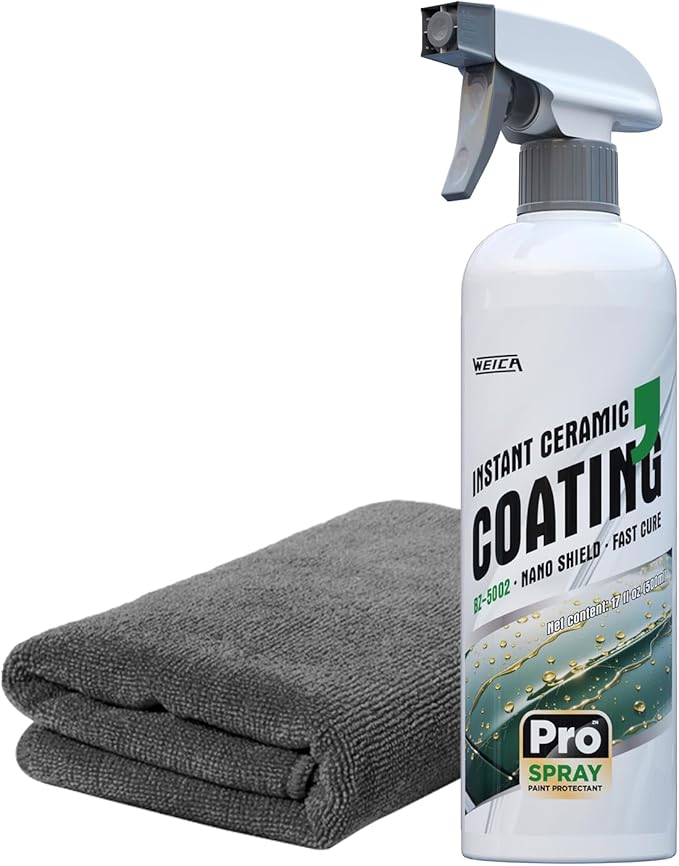 Instant Ceramic Coating Spray -Hydrophobic Nano Sealant, High Gloss Car Shine, Water-Based Safe Formula for Automotive Paint Protection