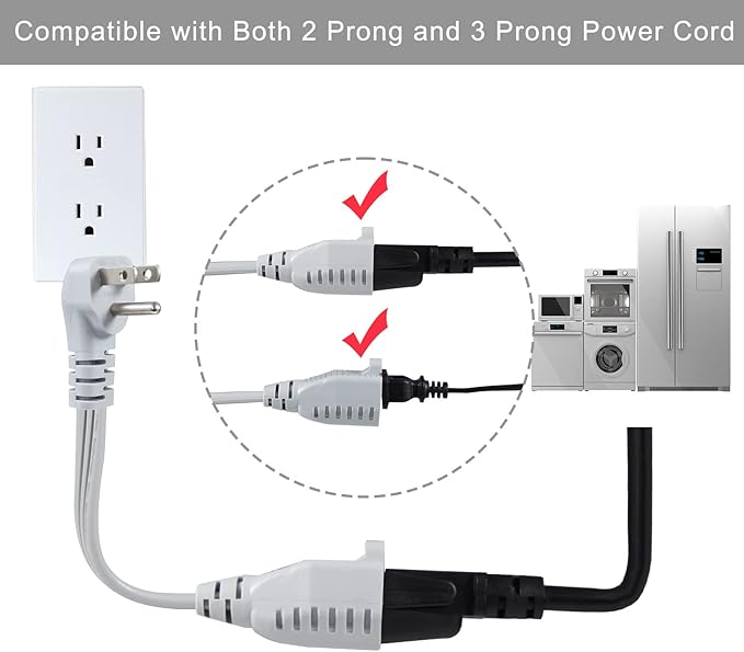 KUNCAN Appliance Power Extension Cord - 3 Prong Flat Wire SPT-3 14 AWG Heavy Duty Male to Female Extender Low Profile Grounded Cable for Major AC Unit, Air Conditioner, Refrigerator (15 Feet)