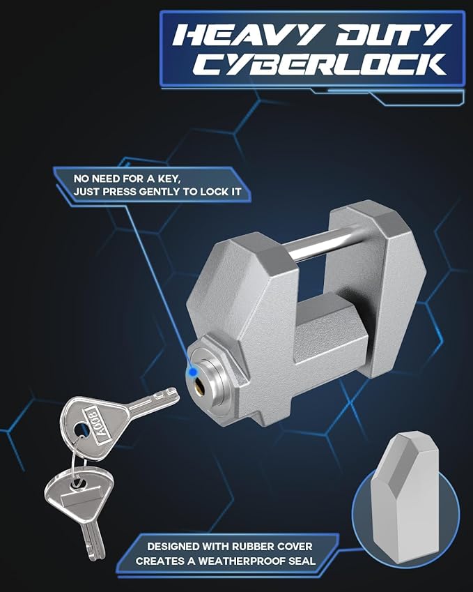 DEEAGLE Trailer Coupler Lock, Wide 1.2” Span, 1/4” Dia, Trailer Coupler Latch Lock, Coupler Wide Lock, Boat Trailer Locks for Towing Trailer Security, Sliver