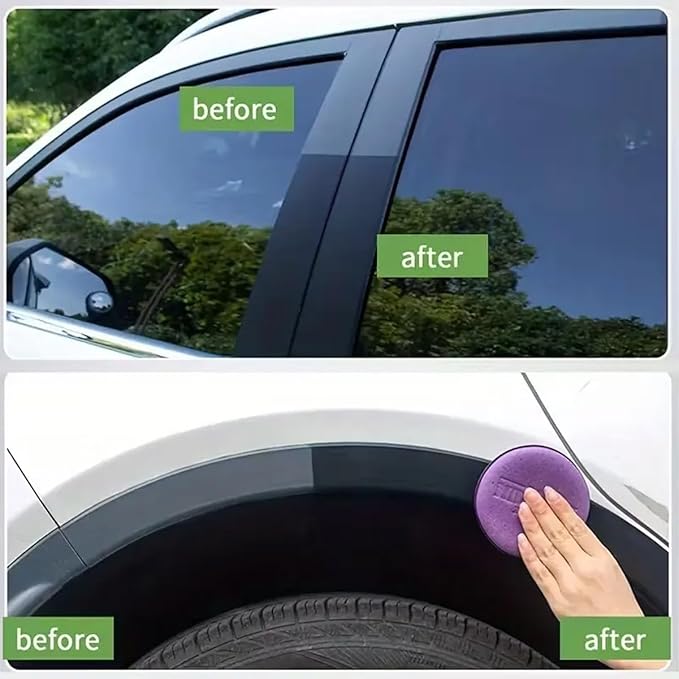 Premium Tire Coating & Trim Restorer, Tire Coating Paste, Long-Lasting Ceramic Coating & UV Protection, Bring Back the Original Deep Black Shine to Rubber and Plastic ﻿(3pcs)