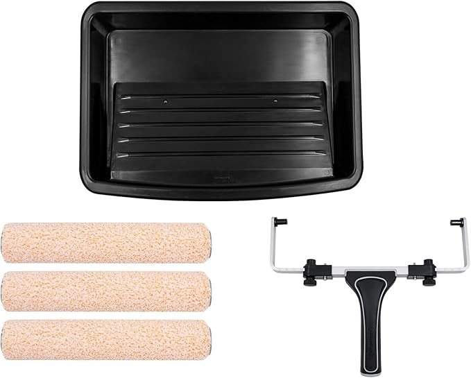 ROLLINGDOG 9-12 Inch Paint Roller Kit - Adjustable Paint Roller Frame, 3 PCS Microfiber Roller Covers,Plastic Paint Tray for Home Painting & DIY Projects(Pack of 5)