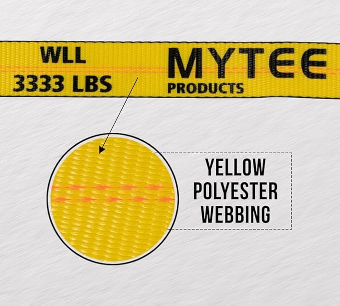Mytee Products 10 Pack 2" x40' Yellow Ratchet Strap with J Hooks - 10,000 Lbs Breaking Strength - Heavy Duty Tie Down Cargo Truck Straps with Wire Hooks for Flatbed, Truck, Trailers Pickup