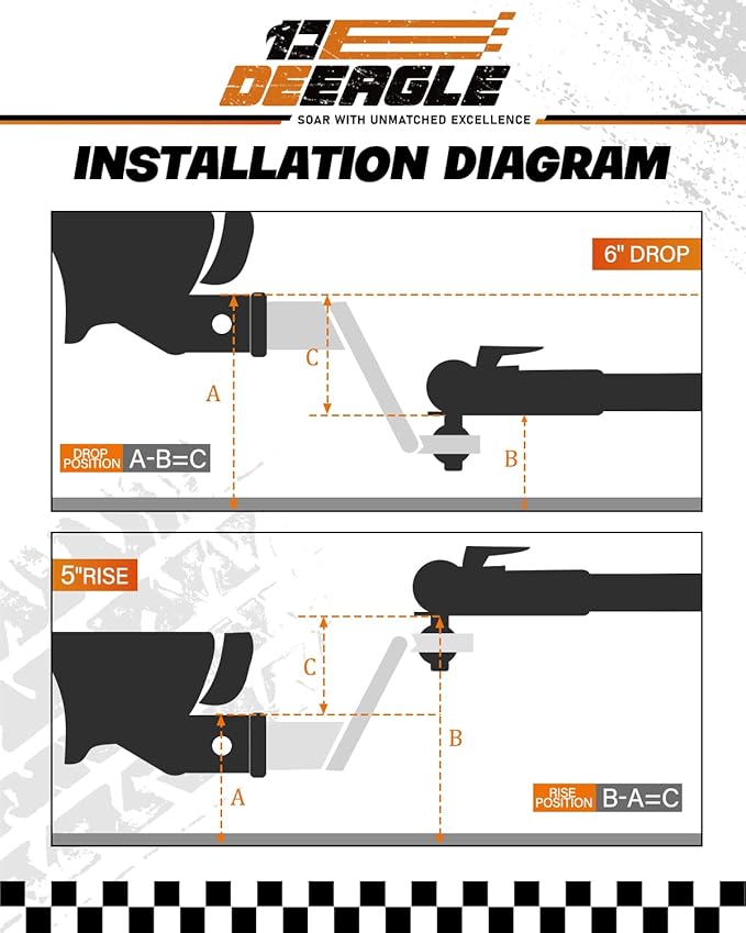 DEEAGLE 2 in Ball Hitch with Pin, Heavy Duty Steel Receiver Hitch with 3.5” Hitch Pin Lock, Fits 2 in Receiver, 7500lbs, 6 in Drop