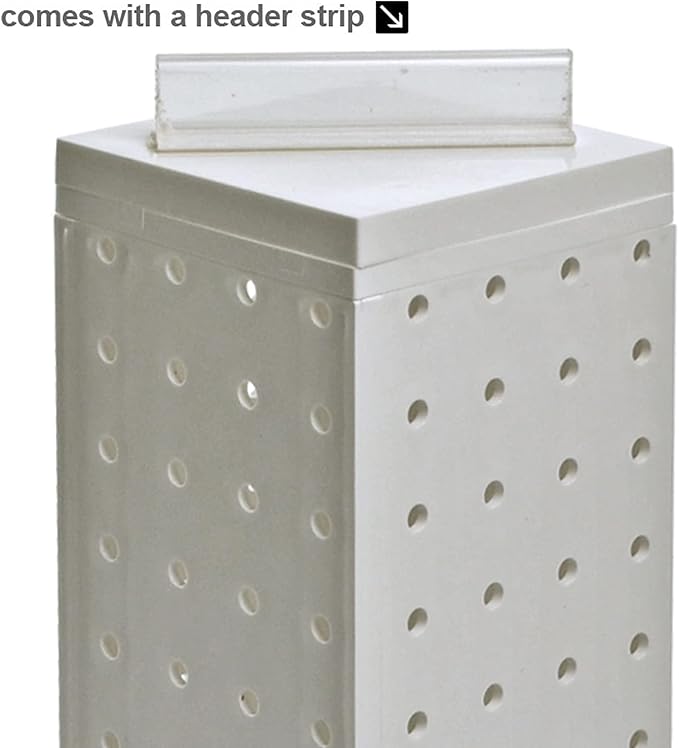 Azar Displays 700220-WHT-2W16 Four-Sided 4”W x 12” Revolving Pegboard Tower Kit Counter Display with 16-Pack of 2 inch Locking Hooks, White