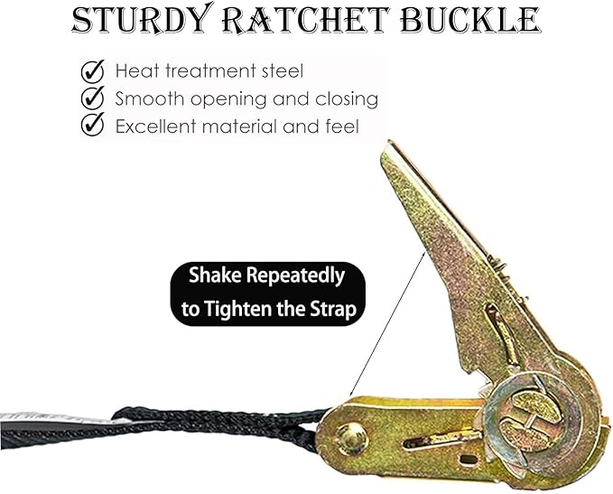 MOOCY Small Ratchet Strap,Heavy Duty Endless Ratchet Tie Down Straps,NO Hook Nylon Black Tie Down Straps,Mini Endless Ratchet Straps for Motorcycles, Kayak