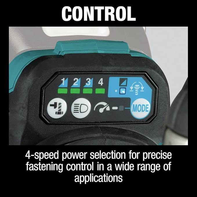 Makita XWT17Z 18V LXT® Lithium-Ion Brushless Cordless 4-Speed Mid-Torque 1/2" Sq. Drive Impact Wrench w/Friction Ring Anvil, Tool Only