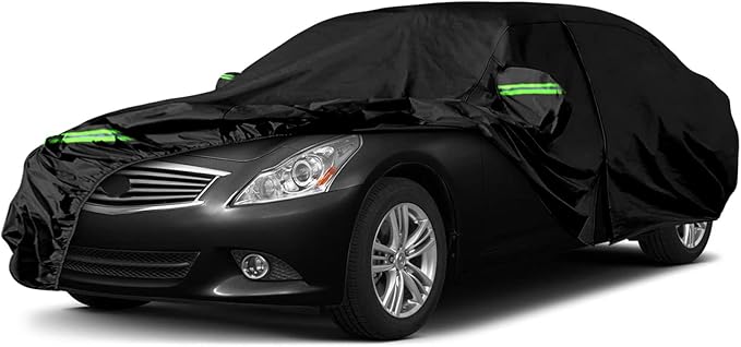 Waterproof Car Covers Replace for 2003-2015 Infiniti G35 G37 Sedan, 6 Layers All Weather Custom-fit Car Cover with Zipper Door & Windproof Bands for Snow Rain Dust Hail Protection (G35/G37 Sedan)