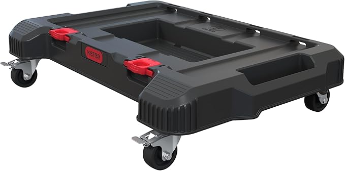 Keter Stack-n-Roll Dolly – Heavy-Duty Rolling Base Cart with Locking Wheels | Modular Mobile Workstation & Tool Storage Platform | Durable, Easy-Glide Design for Garage, Jobsite & Workshop