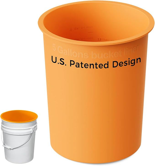 5 Gallon Bucket Liner Reusable Bucket Saver for Concrete Mix Thinset Paint, Reusable Silicone Bucket Pail Liner for Kitchen, Outdoor, Gardening, Camping, Thinset & Paint,Orange