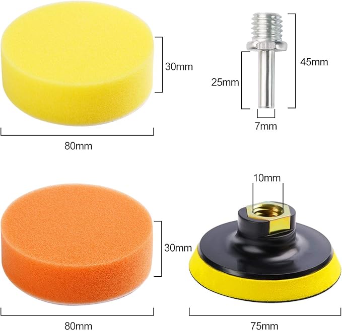 Buffing Pads for Drill 22PCS Foam Drill Buffing Kit Car Drill Polishing Kit for Car Sanding, Buffing, Waxing(18 Pads+2 Drill Adapters+2 Suction Cups)