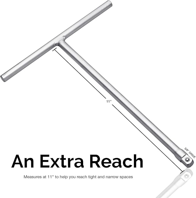 Neiko 01135A 3/8-inch Drive T-Handle Wrench with Long Reach | Chromium Vanadium Steel