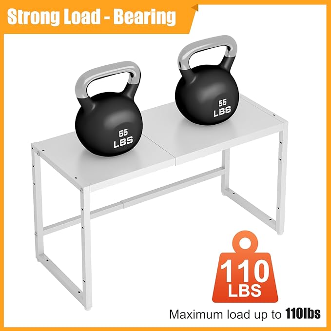110 LBS Expandable Heavy Duty Storage Shelves,Metal Shelving Unit For Kitchen Garage Warehouse Cabinet Pantry , Adjustable Storage Rack Shelf Organizer For Pots Pans Microwave Small Appliance White