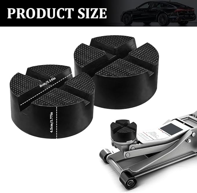 2PCS Car Jack Pads, Jack Adapter, Universal Rubber Pinch Weld Side Frame Rail Protector Pad, Auto Heavy Duty Slotted Floor Jack Pad Lift Protection Tool Accessories Universal for Cars (2PCS)