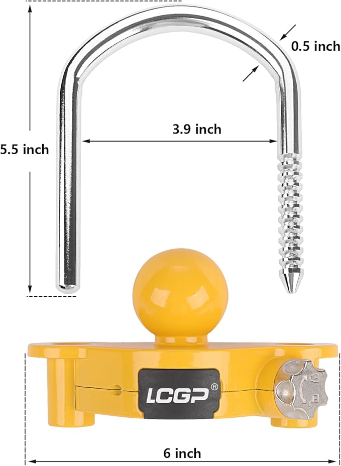 LCGP Yellow Trailer Hitch Lock with Combination Lock, Fits 1-7/8,2 and 2-5/16 Inch Couplers,Adjustable Storage Security, Heavy-Duty Steel