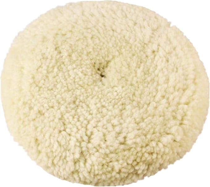Wool Buffing Pad, 7" Car Polishing Pad with Hook and Loop for Polishing, Buffing & Cutting, 100% Twisted 4-ply Sheepswool Material, Durable, Thick and Aggressive