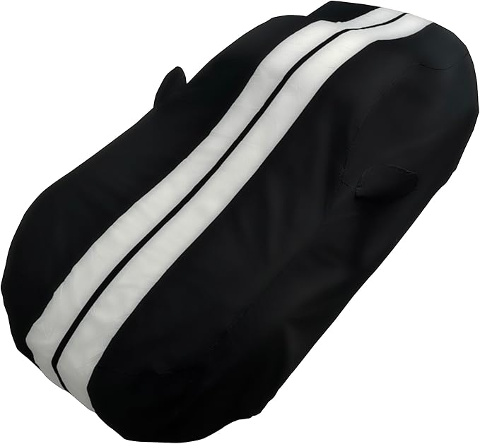 SR1 USA MX-5 Miata Indoor/Outdoor Car Cover - Custom Fit Ultraguard Plus Water Resistant 300 Denier UV & Rain Protection - High End Fit for 1989-2026 Mazda MX-5 Miata (Black with Gray Stripes)