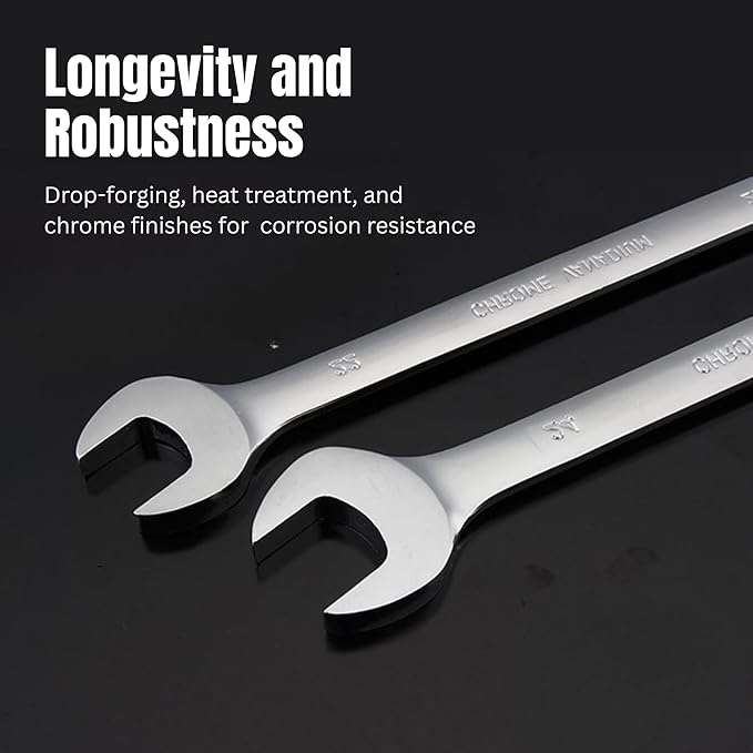 11mm Combination Wrench, Professional Grade Chrome Vanadium Steel (CR-V) Socket Mechanic Hand Tool, 12-Point Box-end, Perfect for Auto Repair, Household, Car, Truck Emergency (11mm)