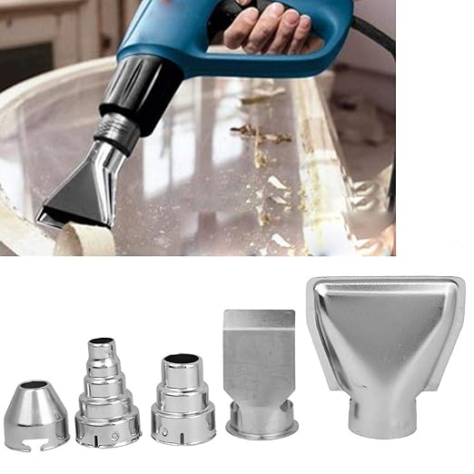 Hot Air Gun Nozzle, 5 Piece Stainless Steel Hot Air Gun Nozzles Heat Blower Accessories Soldering Brazing Equipment