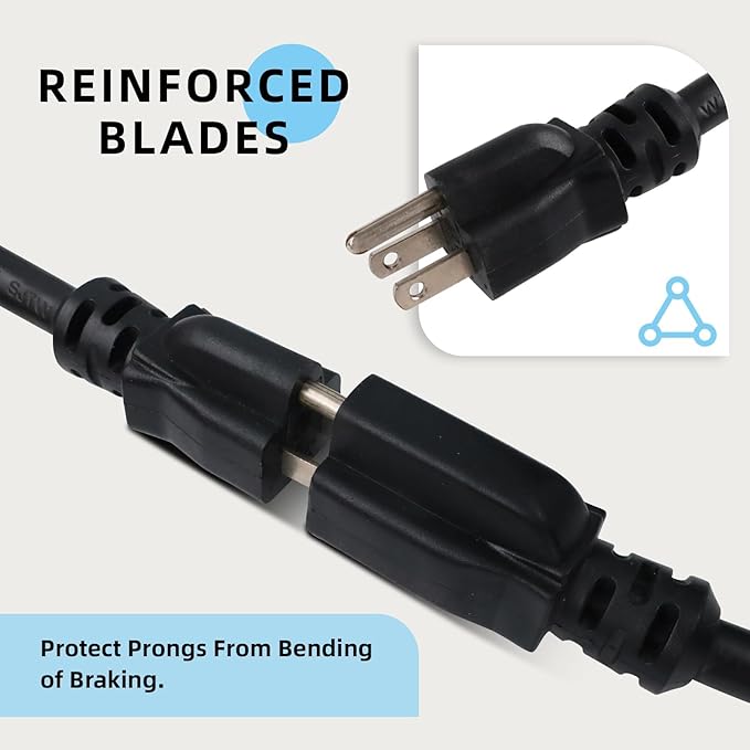 EP 12/3 30 FT Indoor Outdoor Black Extension Cord Waterproof, 12 Gauge 3 Prong Power Cord Flexible Resistant Appliance Extension Cable Electric Cable Outside, 15A 1875W 12AWG SJTW, ETL Listed