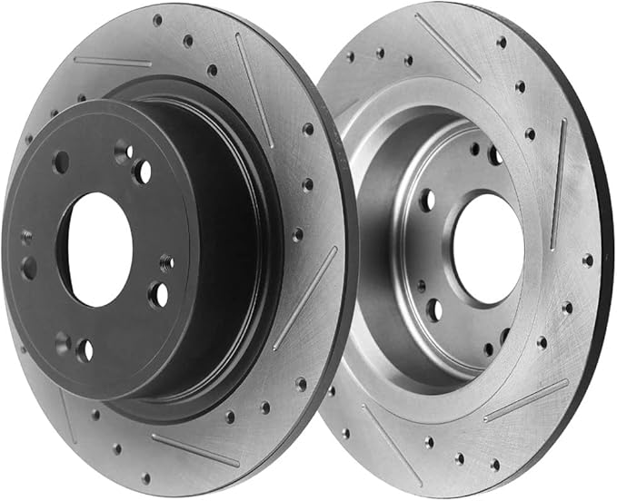 Ceramic Front and Rear Front Brake Rotors + Ceramic Brake Pads Kit Replacement for 2003-2007 Honda Accord - Driver & Passenger Side