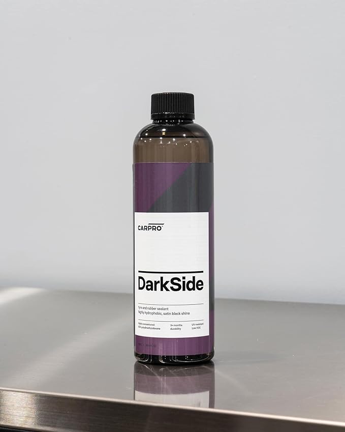 CARPRO DarkSide - Tire & Rubber Sealant, Hydrophobic & Self-Cleaning, Satin Black Shine, UV Protection, Revives Dull Faded Rubber, Ready to Use - 500mL (17oz)