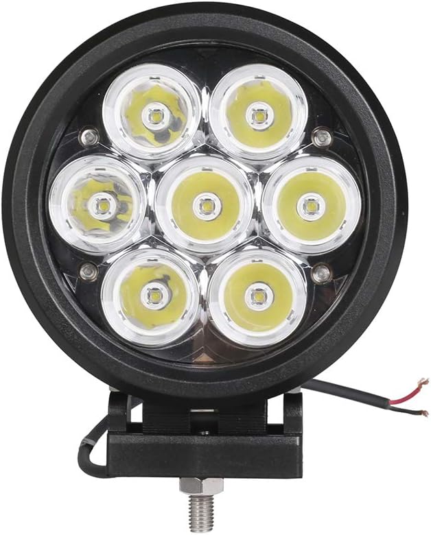 Lightronic 6 Inches Round Offroad LED Headlights, 6000K Cool-White Spot Beam, Rugged Aluminum Thin-Size Housing, Plug & Use DT Connector, 12V/24V DC, 2-Pack