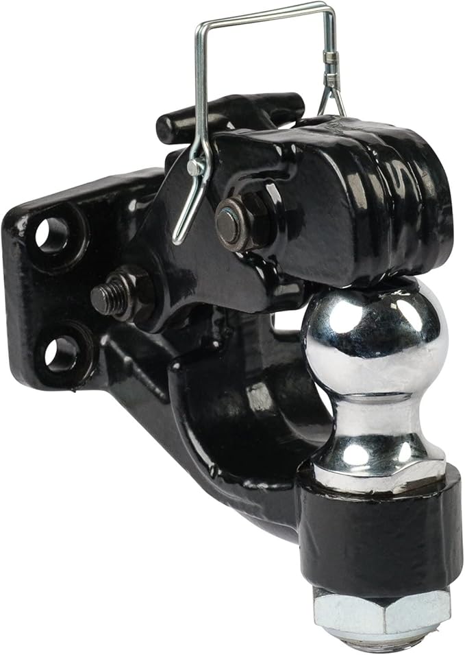 Mytee Products Pintle Hitch with 2 Inch Trailer Ball, 8 Ton Combination Hitch with Mounting Kit | Bolt On Adjustable Pintle Hook Ball Combo - Powder-Coated, Heavy-Duty