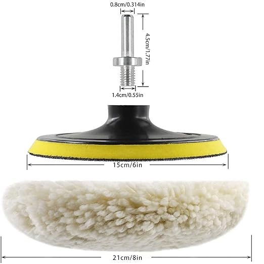 6 Inch Buffing Polishing Pads&Wool Buffing Pad ，with M14 Drill and 6 Inch Backing for Car Buffer Polisher, Washing Cleaning Waxing Dusting, 10PCS