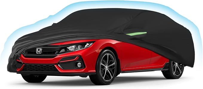 Proadsy Car Cover for Honda Civic 1991-2023 2024 2025 2026, Waterproof All Weather, Windproof Snowproof Rain Hail Sun UV Protection Full Outdoor Indoor Exterior Car Covers, Black