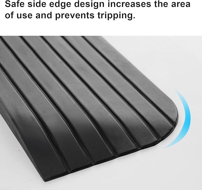 Ruedamann 1-1/2“ RiseThreshold Ramp, Durable Solid Rubber with 2200lbs Load Capacity, Non-Skid and Anti-Slip Surface, Wheelchair Ramp for Doorways and Bathroom