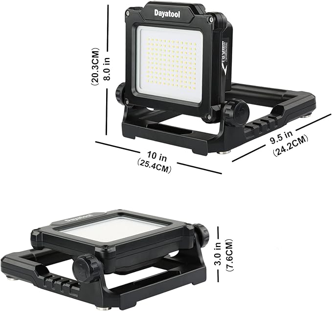 Cordless 25W 4000lm LED Magnetic Work Light Compatible for Makita, Dewalt, Milwaukee, Bosch, Black and Decker, Porter Cable, Stanley 18-20V Battery, Black (AC Power Adapter Included)