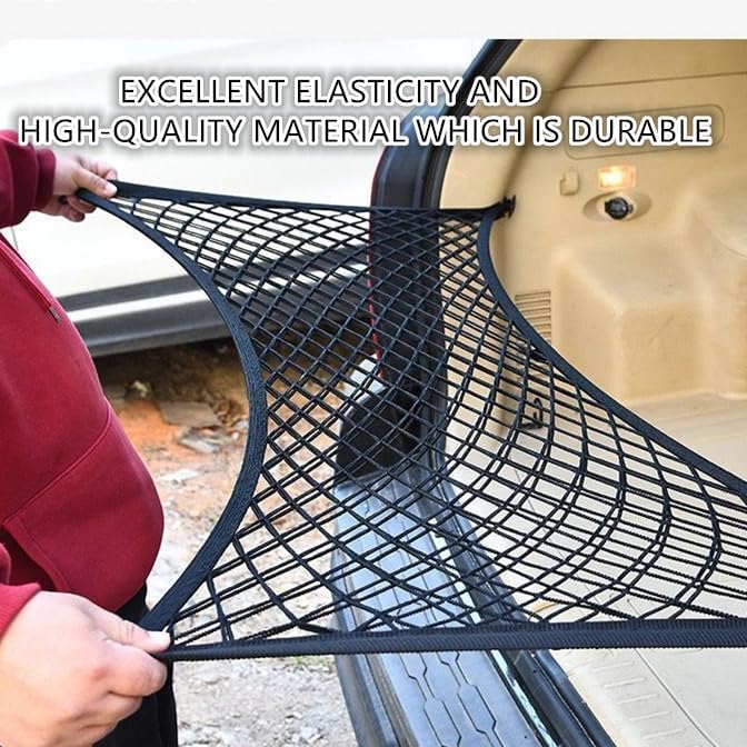 Cargo Net for SUV with Hooks, Adjustable Highly Elastic Storage Organizer Net for Car, Pickup Trucks,Mesh Organizer 2.6'x2' Stretches to 5'x4',Road Trip Essentials Black