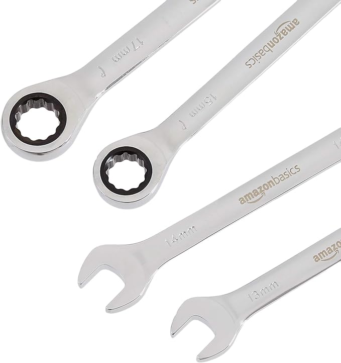 Amazon Basics 7-Piece Metric Ratcheting Combination Wrench Set