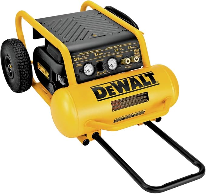 DEWALT Air Compressor, 225-PSI Max, Hand Carry with Wheels, 4-1/2 Gallon (D55146)
