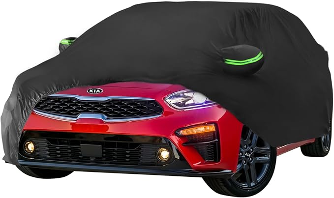 Proadsy 2026 Upgrade Car Cover for 2009-2024 Kia Forte, Waterproof All Weather for Automobiles, Windproof Snowproof Rain Hail Sun UV Protection Full Outdoor Indoor Exterior Car Covers, Black