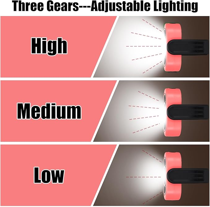 Retisee 2 Pack 780 Lumens Magnetic Work Light USB Rechargeable LED Flashlight Portable Inspection Light for Car Repair Emergency Lighting Mechanics Workshop (Pink-2PK)