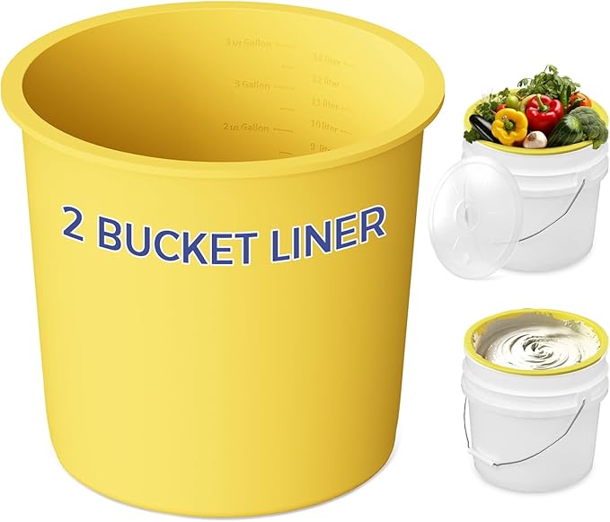 2 Gallon Reusable Bucket Liner, Time Saving Concrete Tools Durable Silicone Bucket Insert, Food Grade Container for Food Storage, for Paint, Thinset, Ice, Slime, Cleaning, Wall Mud