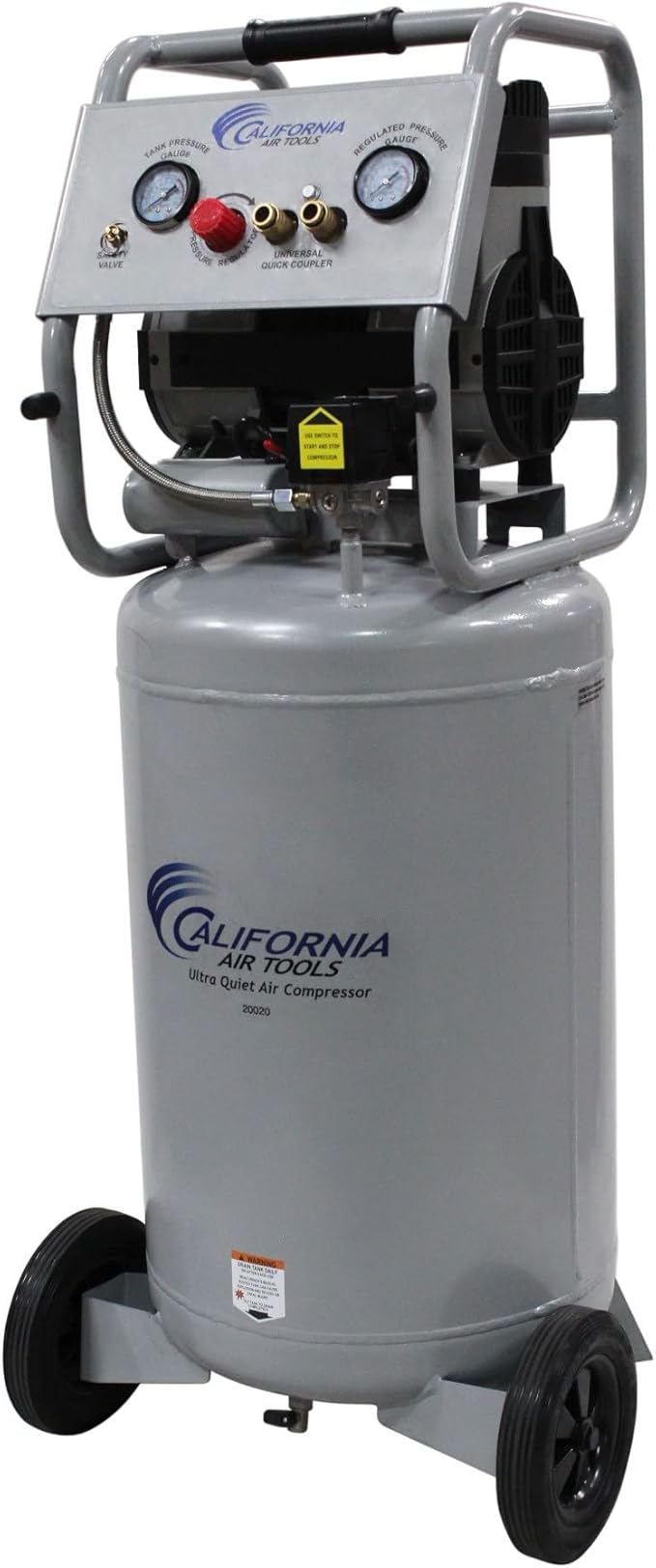California Air Tools 20020 2.0 HP Ultra Quiet and Oil-Free Air Compressor with Wheels, 20 Gallon Tank Capacity, 70 dB Noise Level, Electric, Portable