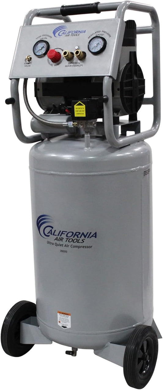 California Air Tools 20020 2.0 HP Ultra Quiet and Oil-Free Air Compressor with Wheels, 20 Gallon Tank Capacity, 70 dB Noise Level, Electric, Portable