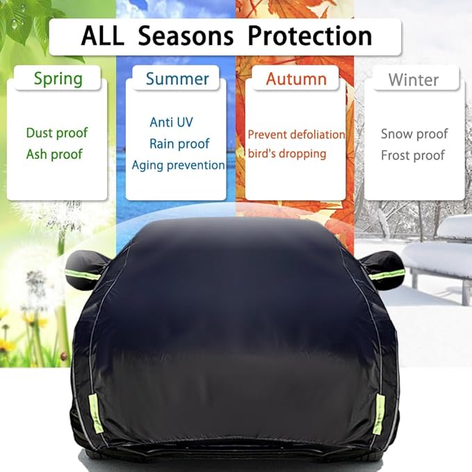 Half Car Cover All Weather Car Body Cover for All Season Sunshade Cover Snow Cover Waterproof 420D Oxford Fabric (Fit MPV/SUV)