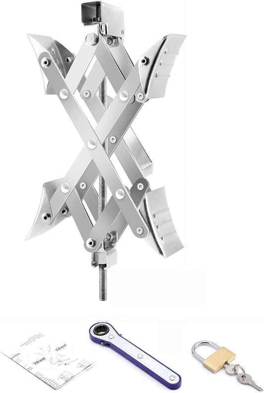 X-Shaped RV Wheel Chock Fit 3.25” to 10.5” Camper Wheel Chock Stabilizer Scissor with Accessories Pair for Travel Trailer, Heavy Duty Tire Wheel Chock Scissor Locking X Chock, 1Pack