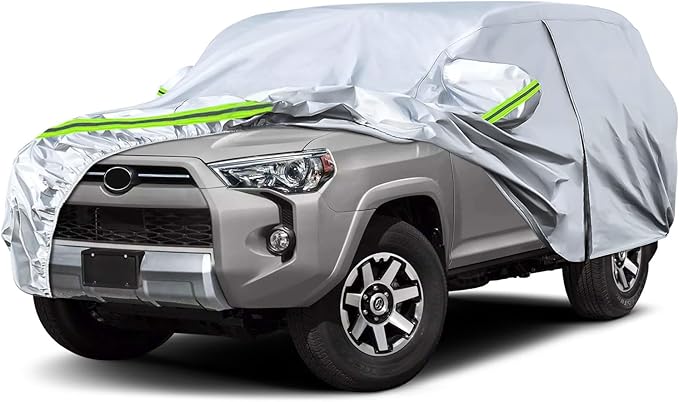 Waterproof Car Covers Replace for 2002-2024 Toyota 4Runner, 6 Layers Sliver All Weather Custom-fit Car Cover with Zipper Door for Snow Rain Dust Hail Protection (4Runner)